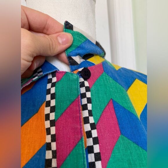 1990s/80s Colorful Art Pop Possibilities Button-down Shirt - Picture 7 of 10